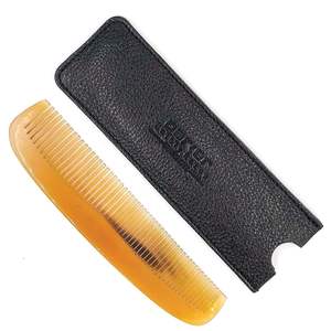 Peigne en corne de buffle naturel de qualité supérieure fait à la main avec couverture en cuir pour le toilettage de la barbe et des cheveux à un prix abordable - Product Image 2