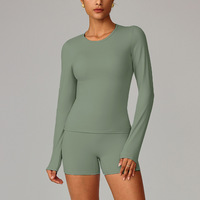 Ensemble de yoga pour femmes, manches longues, extensible dans quatre directions, séchage rapide, vêtements de sport, tenue de fitness