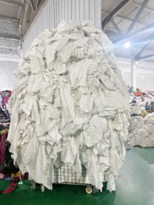 من الملابس المستعملة نسيج نفايات قطن من القطن غير مقطوع ملاءات سرير بيضاء للتنظيف الصناعي - Product Image 4