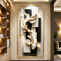 Décoration murale de grande taille en porcelaine HD effet cristal brillant, motif carpe 3D Koi Fashion pour hôtels, bureaux, maisons et décoration de chambres