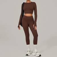 Ensemble de fitness et de yoga moulant à séchage rapide pour la vente en gros, ensemble de sport d'hiver pour la course en extérieur