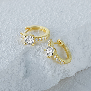 CANNER S925 Pendientes de Aro Clásicos de Plata de Ley con Circonita Grande de Cuatro Garras para Mujer, Joyería al por Mayor - Product Image 4