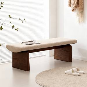 Minimalist Solid Wood <b>Bench</b> Upholstered Long <b>Bench</b> For Dining Room Bedroom <b>Entryway</b> Durable Modern Design - Product Image 3