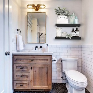 <b>Bathroom</b> Floating Shelves 16 Inch <b>Set</b> Of 2 <b>Black</b> Wall Mounted Shelf Over Toilet Farmhouse Decor - Product Image 4