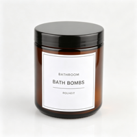 Pot cosmétique en verre ambré à large ouverture avec étiquettes personnalisées et couvercle en aluminium pour bougies et crèmes