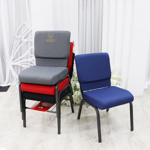 Chaise d'église empilable en acier pour auditorium, hôtel, théâtre, rembourrée, prix de gros, en vente - Product Image 1
