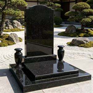 Lápida de Granito Negro Japonés Personalizada con Jarrón y Tallado de <span class=keywords><strong>Flores</strong></span> para Cementerio - Product Image 6