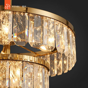 Round Tiered <b>Crystal</b> Lamps Luxury <b>Chandelier</b> Natural Quartz <b>Crystal</b> <b>Chandelier</b> for Villa - Product Image 6