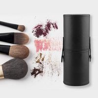 Grand porte-brosse de maquillage en cuir, étui de rangement Portable pour brosses, Logo personnalisé, vente en gros, 5 pièces