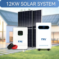 Sistema de Energía Solar de 12KW con Batería de Litio, Controlador MPPT Híbrido, Kit Completo con Inversor, Paneles, Cables, Sistema de Respaldo para Toda la Casa