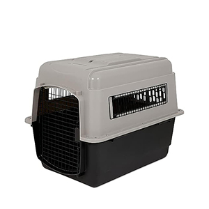Safe Foldable Iron & Plastic Double Door Design Pet Cage <b>Dog</b> Carrier Super Large Space Air Transport Box with Wheels - Product Image 1