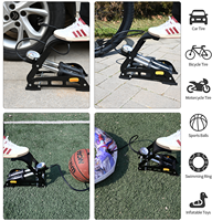 Pompe à air portable pliable BAIMEI 160 psi pour voiture, avec manomètre numérique, en alliage d'aluminium, double cylindre, pompe à pied