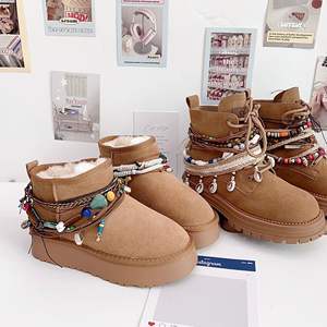 Scarpe Decorative etniche con nappe Martin <span class=keywords><strong>stivali</strong></span> fiori <span class=keywords><strong>stivali</strong></span> da neve con catena decorativa con fibbia di perline alla moda scarpe sportive Decorative - Product Image 1