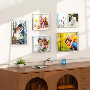 Cadres photo en acrylique <span class=keywords><strong>transparent</strong></span> <span class=keywords><strong>pour</strong></span> mur Cadres photo modernes sans cadre Cubes carrés transparents Cadre photo suspendu flottant - Product Image 2