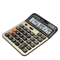 Calculatrice de bureau CTIFREE 14 chiffres, double alimentation solaire/piles, plastique, usage professionnel et scolaire, haute qualité