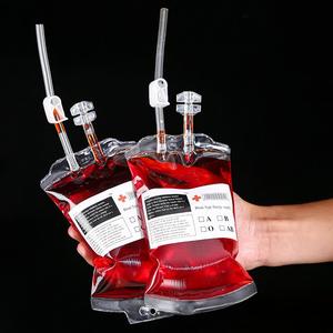Bolsa de Sangre de Halloween de Doble Tubo, 350 ml, Bolsa para Bebidas, Jugo Concentrado, Paquete Energético, Accesorios de Vampiro, Bolsa de PVC, Artículos para Fiestas - Product Image 1