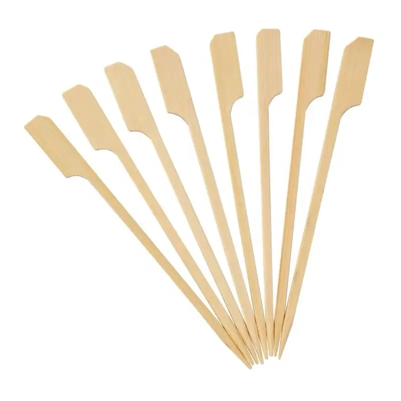 食品グレードの竹バーベキュー串スティックケバブデザイン、厚いバーベキュー木製竹10 cmミニスティックロングフラット串