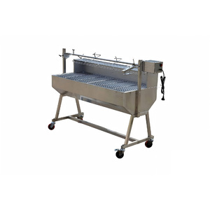 Kit de rôtissoire à poulet en fer pour fêtes en plein air, avec fût de rôtissage électrique et gril barbecue au charbon de bois - Product Image 1