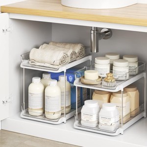 Meuble de rangement de salle de bain multifonctionnel à 2 niveaux avec tiroirs coulissants et séparateurs mobiles – Vente en gros - Product Image 1