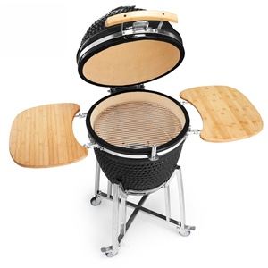 Parrilla Kamado de Cerámica para Barbacoa con Carbón, Asador para Exteriores, Cocina para Patio con Estantes Laterales y Carrito para Camping - Product Image 1