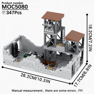 Bloques de Construcción de Juguete de Campo de Batalla con Casas Dañadas por Guerras Militares Personalizadas, Ruinas, Cabañas Abandonadas, Modelo de Defensa, Ladrillos para Niños - Product Image 6