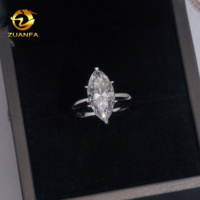 Bague de Fiançailles en Argent 925 GRA avec Moissanite Marquise de 5 carats, Grande Taille, Sertie à Griffes, Design Unique et Élégant, pour Mariage et Cérémonie