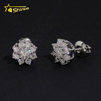 Orecchini Hip Hop di Lusso in Argento 925 con Moissanite Taglio Brillante Colore D VVS1, Lavorazione Artigianale Premium