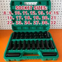 Clé à douille électrique à six pans creux allongée de 8 à 32 mm, finition chromée, pour pistolet à air comprimé, ensemble de 20 pièces, personnalisable OEM