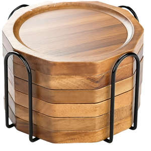 Posavasos octogonales de madera natural, antideslizantes, de diseño moderno, para utensilios de cocina, decoración del hogar, posavasos personalizados - Product Image 1