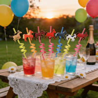 Vente en gros de gobelets réutilisables en PETG colorés avec breloques cheval galopant, thème équestre pour les fêtes d'anniversaire des enfants