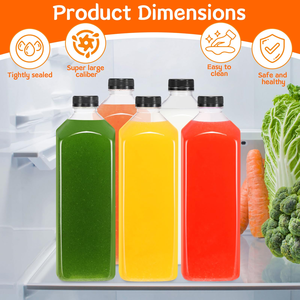 Botellas de Plástico PET Cuadradas Transparentes de 350 ml (12 oz) del Fabricante, con Tapa de Rosca, para Jugos, Leche, Refrescos y Bebidas - Product Image 4