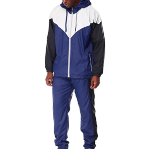 Survêtement technique haut de gamme pour homme en nylon froissé anthracite, coupe-vent à demi-zip et pantalon de survêtement contrastant – Fournisseur de vêtements personnalisés - Product Image 5