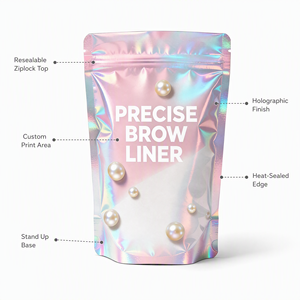 Bolsas de Embalaje Cosméticas Holográficas Impresas Personalizadas, Bolsa de Almacenamiento para Brochas de Maquillaje y Herramientas de Belleza con Cierre Hermético, Venta al Por Mayor OEM - Product Image 3