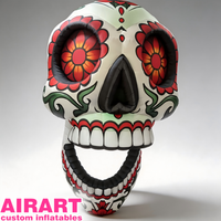 Crâne en sucre gonflable, Gonflables personnalisés pour le Jour des Morts, Crâne Calavera gonflable pour Halloween