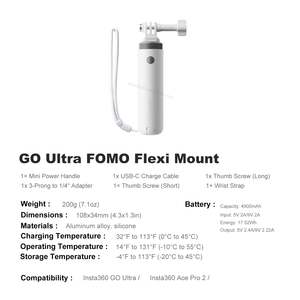 Serie de palos selfie Insta360: Mini mango de alimentación para cámaras deportivas GO Ultra Ace Pro 2 y accesorios - Product Image 2