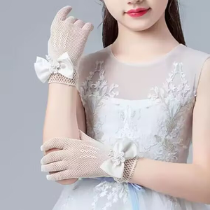Pafu Enfants Décoration <span class=keywords><strong>de</strong></span> fête <span class=keywords><strong>de</strong></span> <span class=keywords><strong>mariage</strong></span> Gants en filet <span class=keywords><strong>de</strong></span> pêche avec nœud papillon et dentelle perlée - Product Image 4