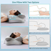 Oreiller ergonomique orthopédique moderne en forme de plante pour le cou, avec rembourrage en mousse à mémoire de forme, design pliable, tissu personnalisable