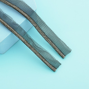 Ribete de malla con pedrería de 3.5 pulgadas y 6 filas de un solo lado para bricolaje en ropa, sombreros y ribetes de pantalones - Product Image 1