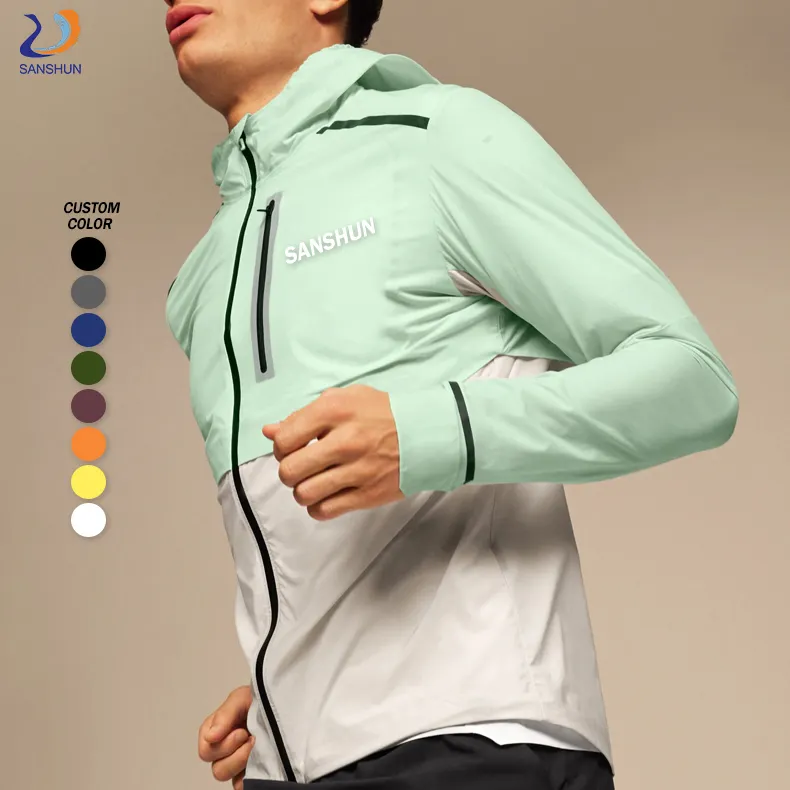 Personalizado impermeável peso leve Running Jacket treinamento esporte exterior pele jaqueta Wind Break