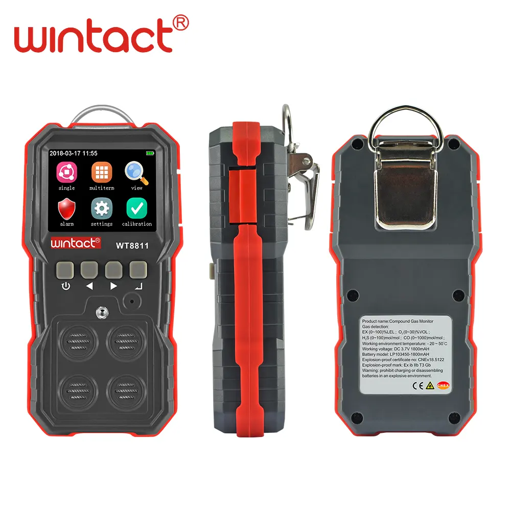 WT8811 Industrieller digitaler Handheld 4-in-1-Gas-Kohlenmonoxid-Detektor Sauerstoff-Brenngas detektor H2S-Tester