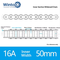 Machine de transmission industrielle à chaîne 16A12A avec joint interne élargi en acier, pas de 25,4 mm, pour diamètres 32 mm, 35 mm, 37 mm, 45 mm, 50 mm, 56 mm, pour le sablage