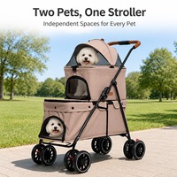 Poussette double pour animaux de compagnie, poussette pliable à deux niveaux pour chiens et chats, avec auvent et fenêtres en maille pour petits chiens, chats et chatons