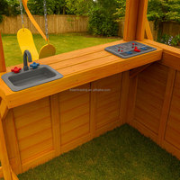 Ensemble de jeu d'extérieur personnalisé pour enfants avec toboggan en bois, maisonnette et balançoire TNR - Marque Tosen en cèdre chinois, pour jardin, unisexe, âges 2-13 ans
