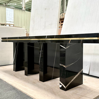 Lander Store Table console en marbre de luxe noir pour maison et hôtel Meubles de salon Table console en marbre Nero Dorato