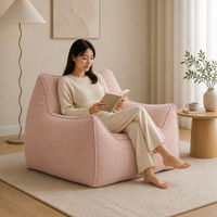 Promotion : Pouf-lit confortable compressé sous vide en tissu polaire rose pour salon et coin lecture