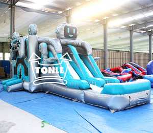 <span class=keywords><strong>Giochi</strong></span> di rimbalzo casa scivolo d'acqua gonfiabile <span class=keywords><strong>robot</strong></span> buttafuori <span class=keywords><strong>con</strong></span> doppio scivolo corsia per la vendita - Product Image 2