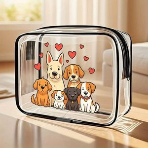Trousse de maquillage Beagles Design - Organisateur de maquillage avec imprimé cœur et patte et couvercle transparent, idéal pour les amoureux des chiens et des Beagles - Product Image 1