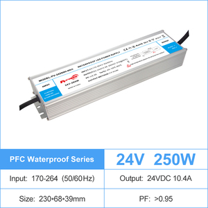 Controlador LED de Voltaje Constante IP67 Impermeable de 200W 250W con PFC, 170-264V AC-DC 24V PF0.95, Fuente de Alimentación LED para Caja de Luz/Señalización - Product Image 3