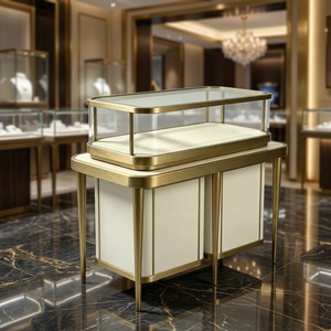 Ensemble de présentoirs à bijoux modulaires en <span class=keywords><strong>platine</strong></span> de luxe moderne : Vitrines élégantes en verre trempé pour les magasins de bijoux haut de gamme - Product Image 2