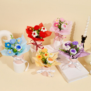Fini bricolage câlin seau tricoté <span class=keywords><strong>tournesol</strong></span> Rose oeillet bouffée populaire Festival Bouquet laine simulé fleur ornement - Product Image 3